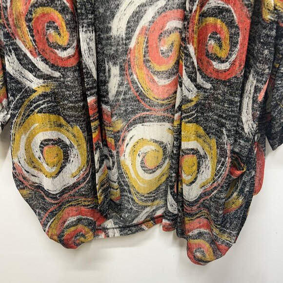 Ali Miles Colorful Swirl Print Open Front Cardigan XL Lightweight Knit - Picture 2 of 10
